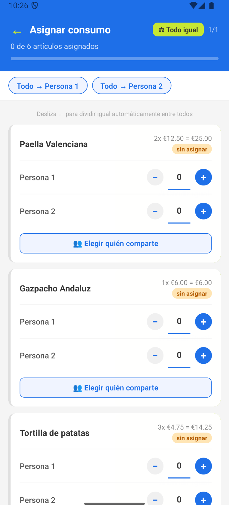 Asignar consumo